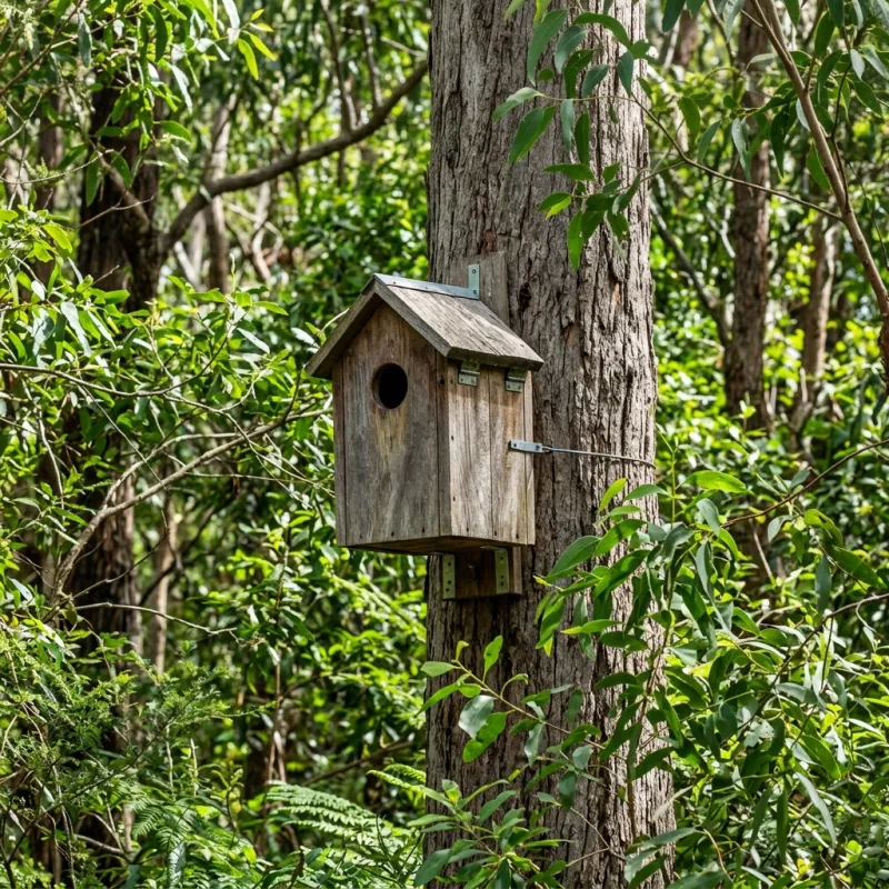 Animal nesting box installed as a humane alternative to a Ashwood roof cavity
